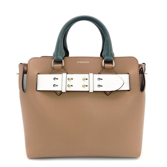 BURBERRY Belt Bag Handbag Beige × White × Green Leather 7-9-437