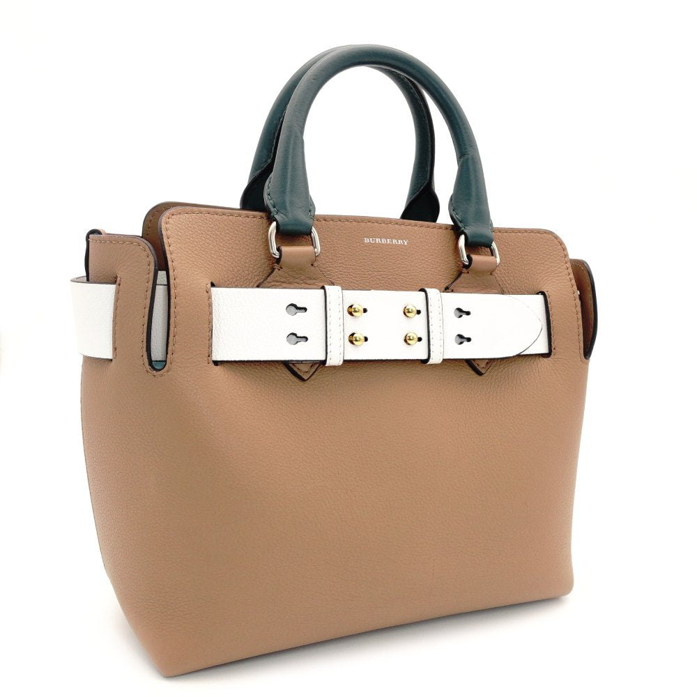 BURBERRY Belt Bag Handbag Beige × White × Green Leather 7-9-437
