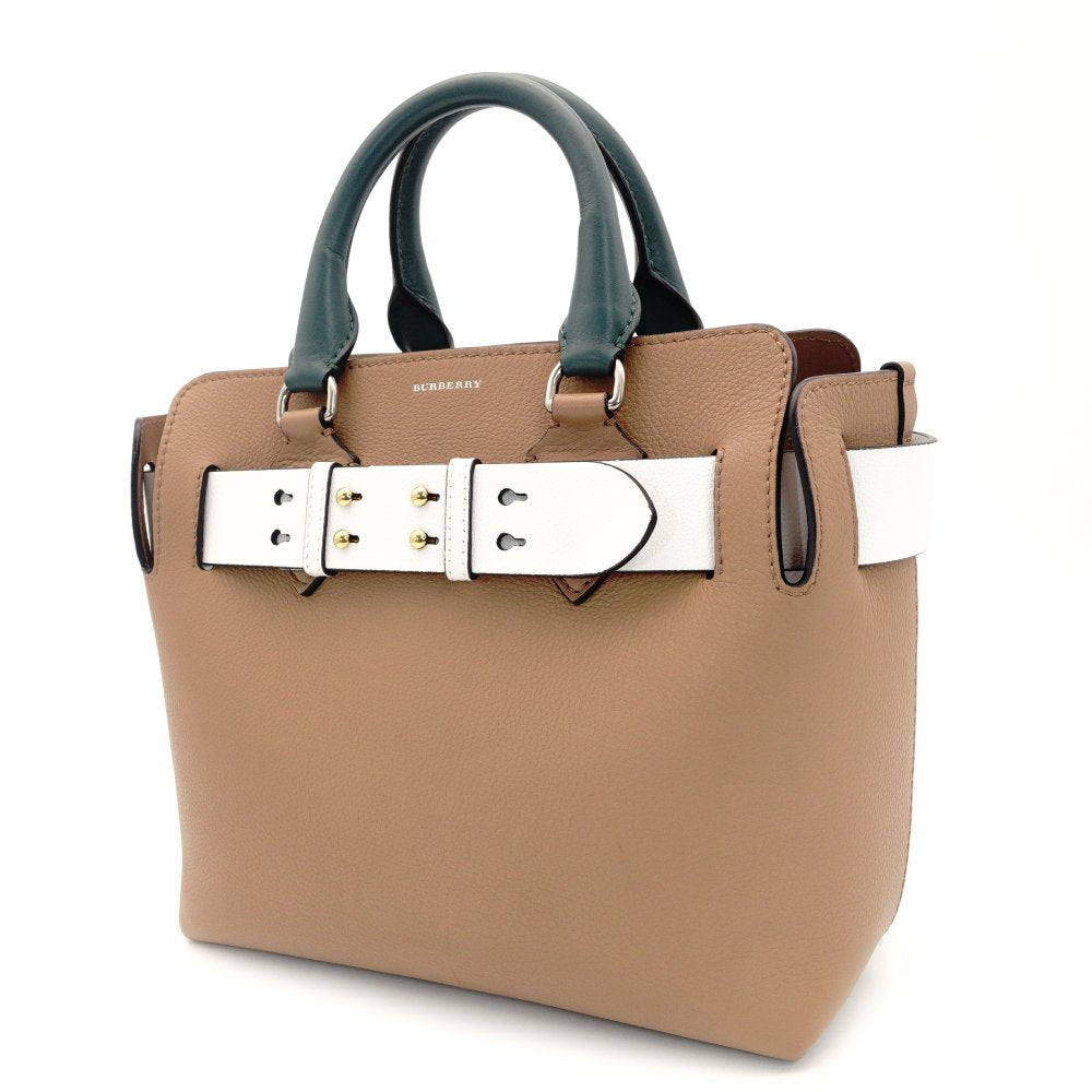 BURBERRY Belt Bag Handbag Beige × White × Green Leather 7-9-437