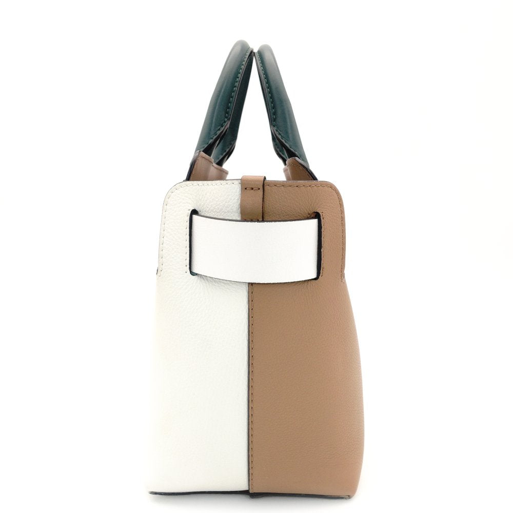 BURBERRY Belt Bag Handbag Beige × White × Green Leather 7-9-437