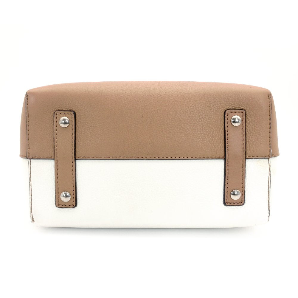 BURBERRY Belt Bag Handbag Beige × White × Green Leather 7-9-437