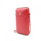 CHANEL Phone Case, Shoulder Bag, Matelassé Shoulder Bag, Leather, Red, Gold Hardware, Crossbody