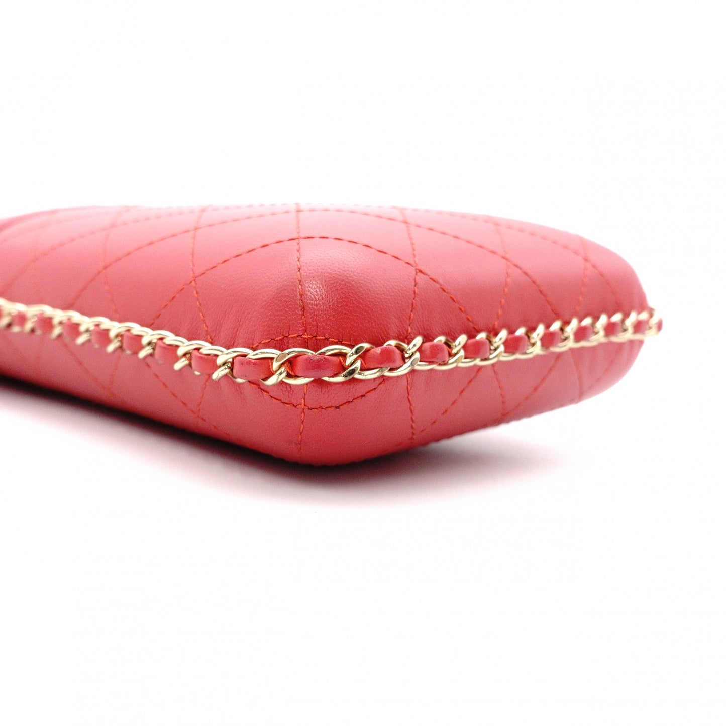 CHANEL Phone Case, Shoulder Bag, Matelassé Shoulder Bag, Leather, Red, Gold Hardware, Crossbody