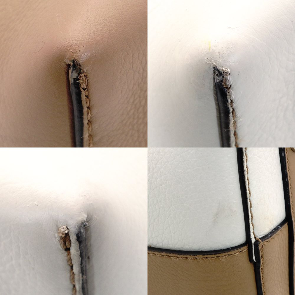 BURBERRY Belt Bag Handbag Beige × White × Green Leather 7-9-437