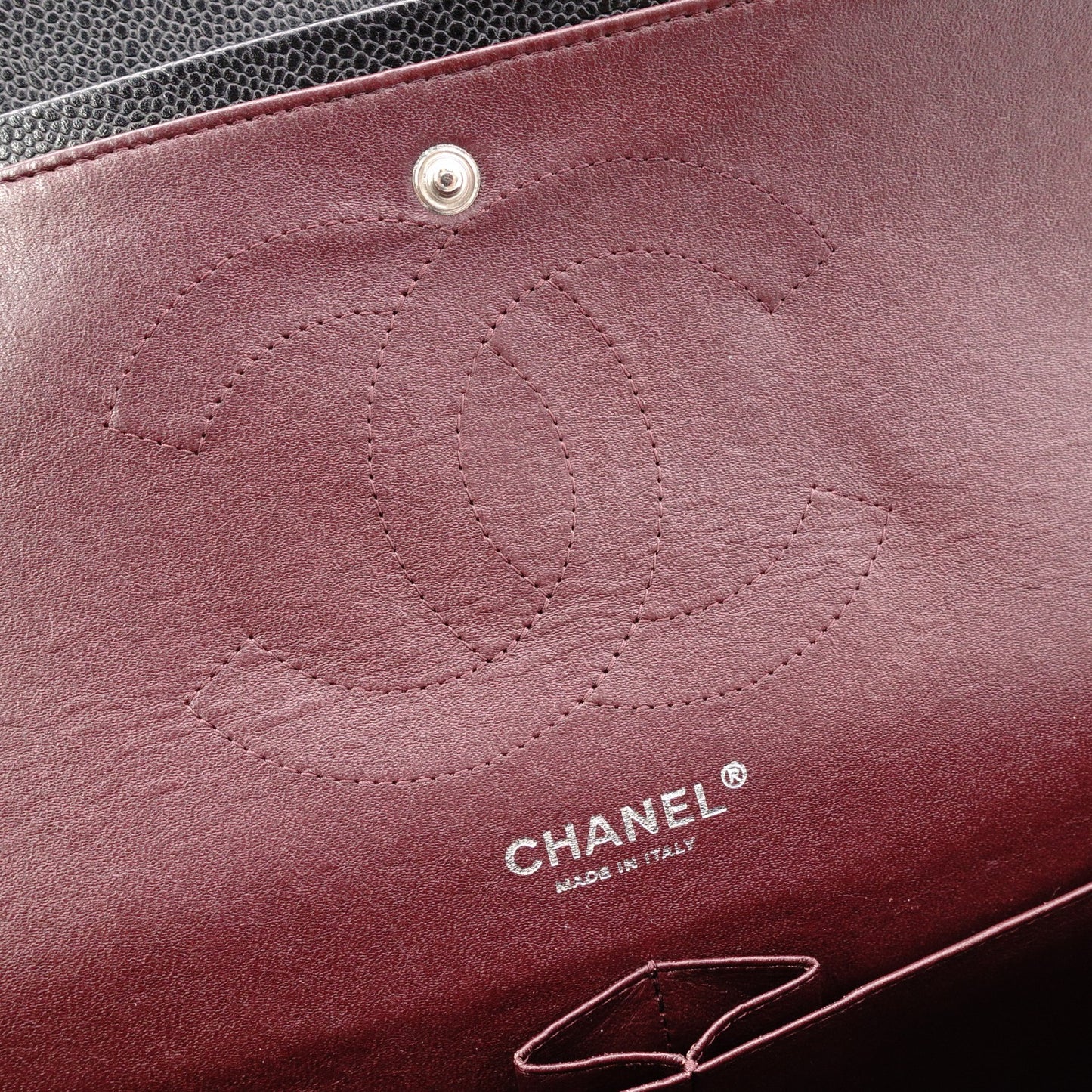 CHANEL Double Flap Big Matelassé Classic Shoulder Bag, Caviar Leather, Black with Silver Hardware