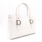 Christian Dior Cannage Tote Bag, Leather, White, Silver Hardware