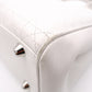 Christian Dior Cannage Tote Bag, Leather, White, Silver Hardware