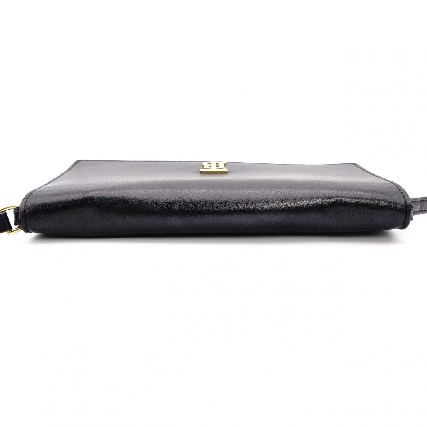 Burberry Shoulder Bag Black Leather Black TB Logo Gold Hardware R801591