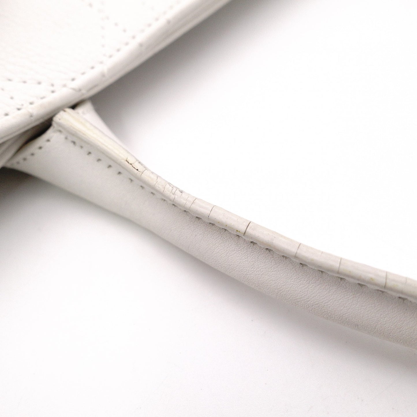 Christian Dior Cannage Tote Bag, Leather, White, Silver Hardware