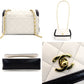 CHANEL Matelassé Chain Shoulder Bag White × Navy Lambskin Leather Crossbody Gold Hardware 7-9-584