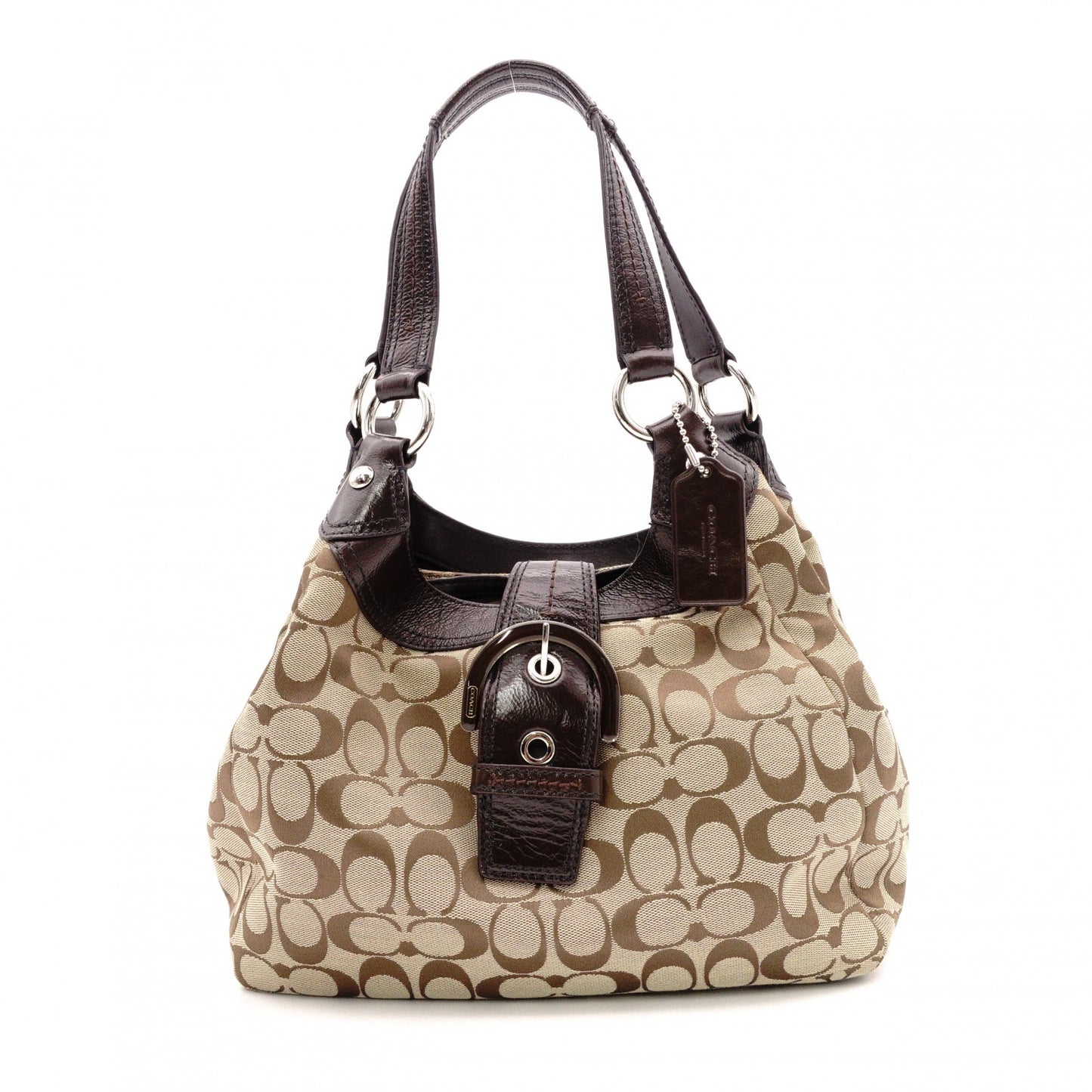 COACH Soho Signature Shoulder Bag, Canvas and Leather, Beige Tote Bag
