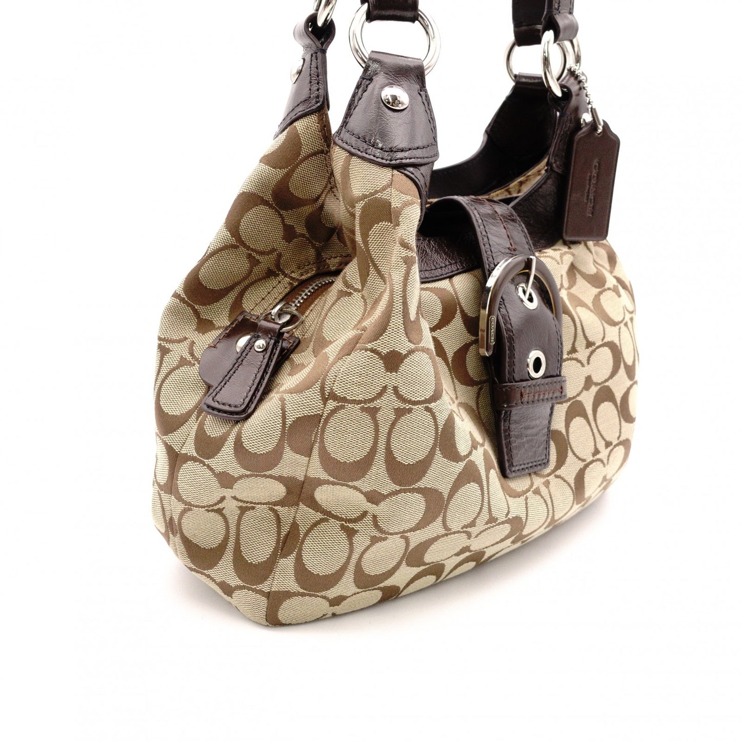 COACH Soho Signature Shoulder Bag, Canvas and Leather, Beige Tote Bag