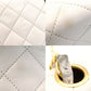 CHANEL Matelassé Chain Shoulder Bag White × Navy Lambskin Leather Crossbody Gold Hardware 7-9-584