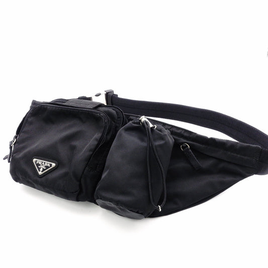 PRADA Shoulder Bag, Nylon, Black, Men's, Triangle Logo, Black Body Bag, Silver Hardware