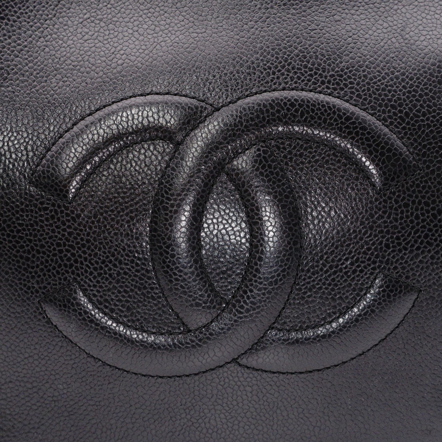 CHANEL Chain Shoulder Bag, Caviar Leather, Black, Gold Hardware