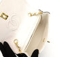 CHANEL Matelassé Chain Shoulder Bag White × Navy Lambskin Leather Crossbody Gold Hardware 7-9-584