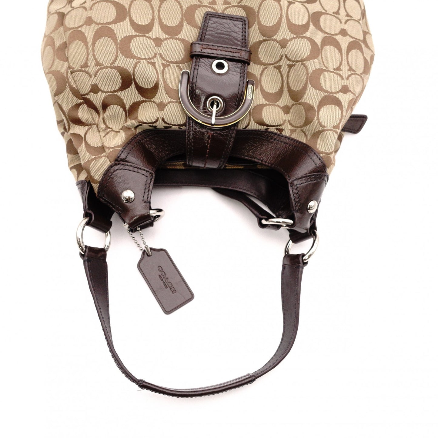 COACH Soho Signature Shoulder Bag, Canvas and Leather, Beige Tote Bag