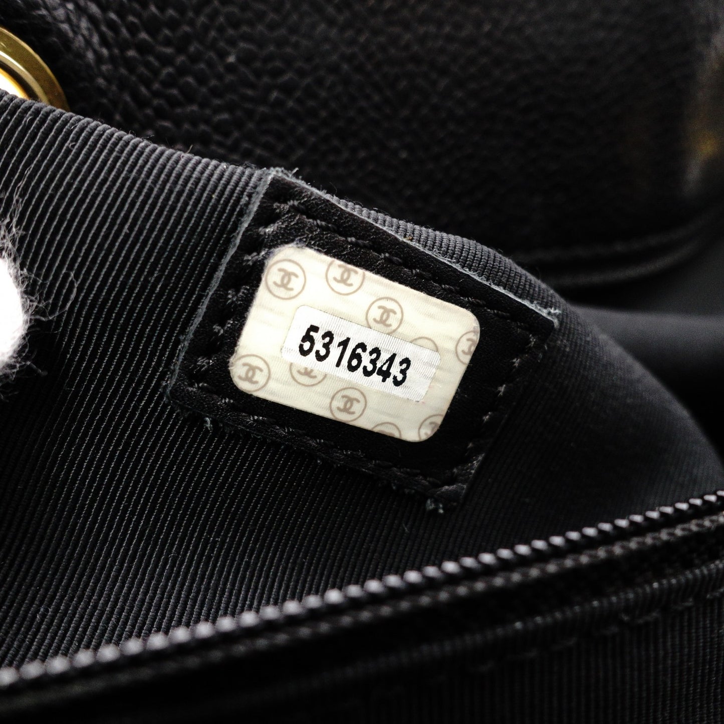 CHANEL Chain Shoulder Bag, Caviar Leather, Black, Gold Hardware
