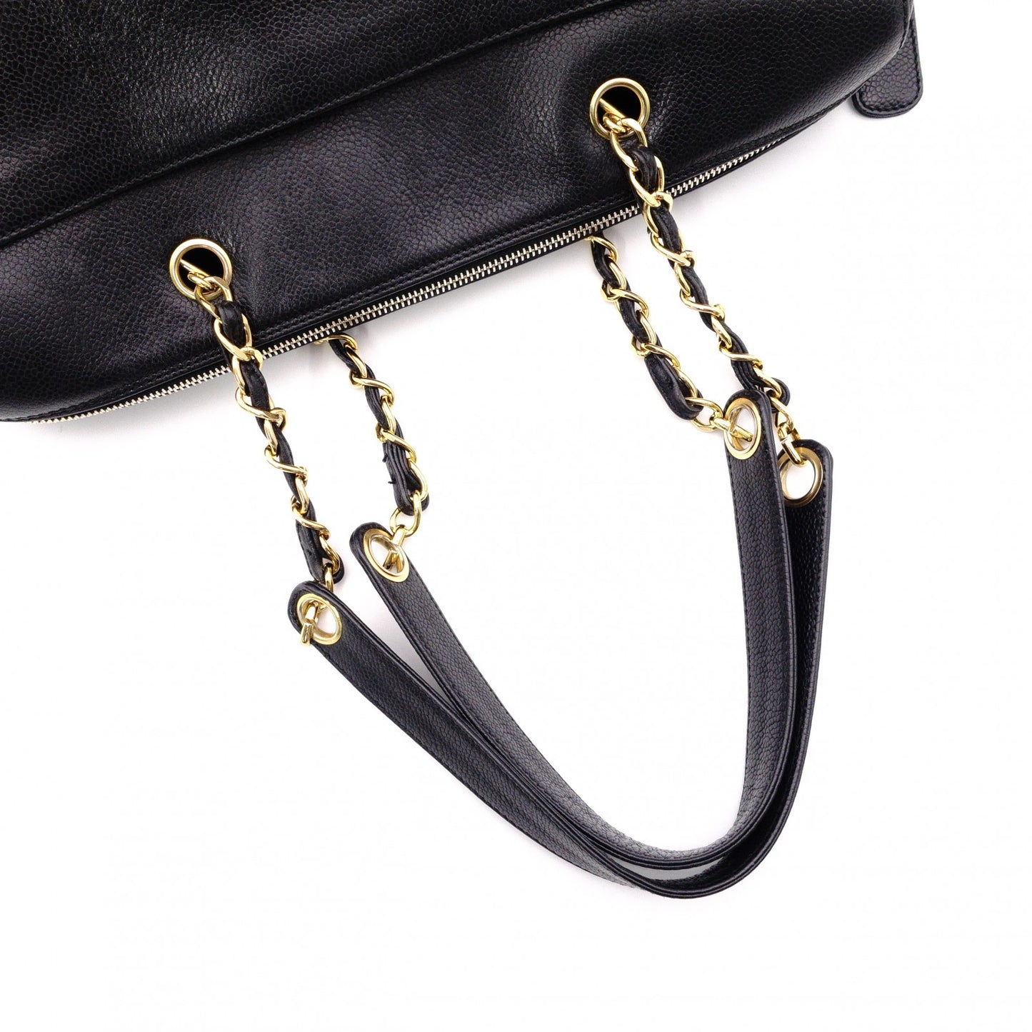 CHANEL Chain Shoulder Bag, Caviar Leather, Black, Gold Hardware