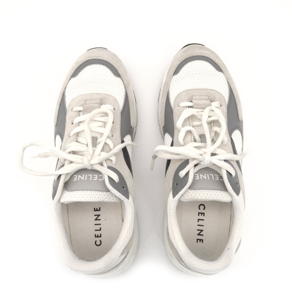 Céline Runner Sneakers CR-03 Men's White × Gray EU41 10" Suede Calf 7-10-476