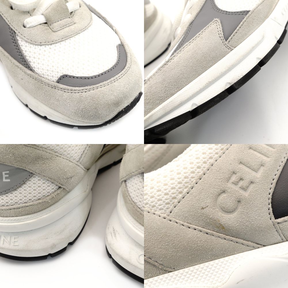Céline Runner Sneakers CR-03 Men's White × Gray EU41 10" Suede Calf 7-10-476