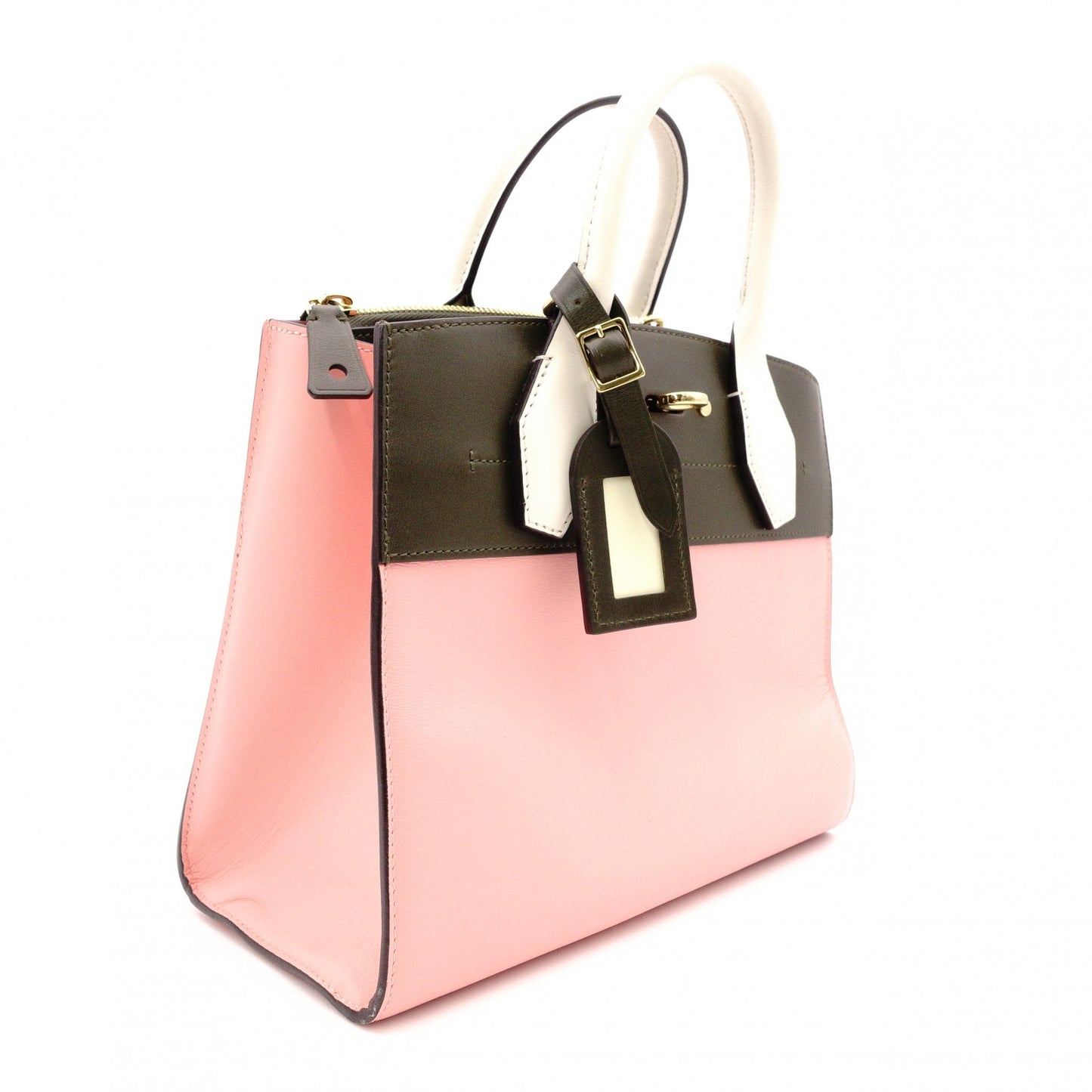 LOUIS VUITTON City Steamer PM Handbag, Leather, Pink, Khaki, Gold Hardware