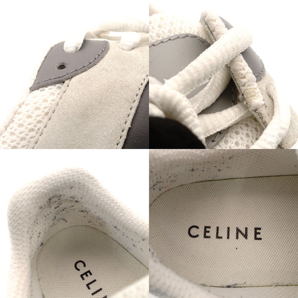 Céline Runner Sneakers CR-03 Men's White × Gray EU41 10" Suede Calf 7-10-476