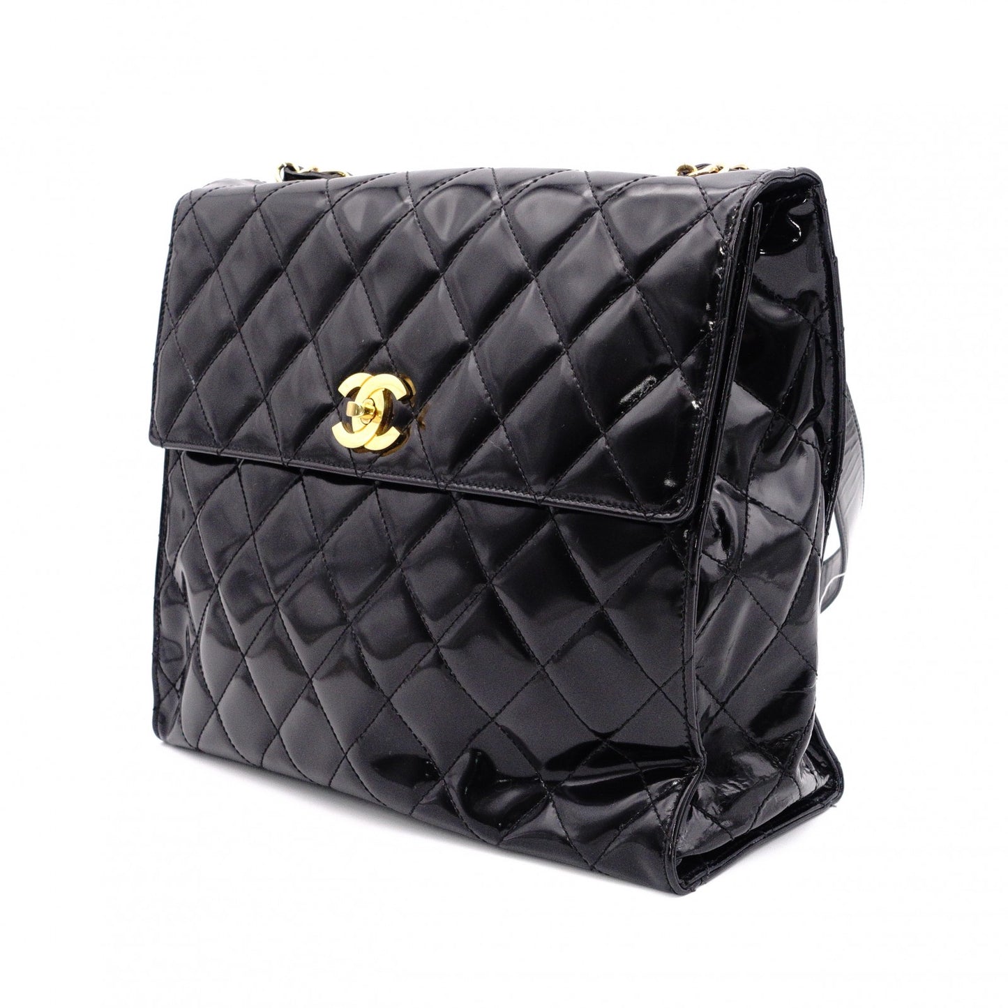 CHANEL シャネル ショルダーバッグ パテントレザー ブラック【中古】 レディース