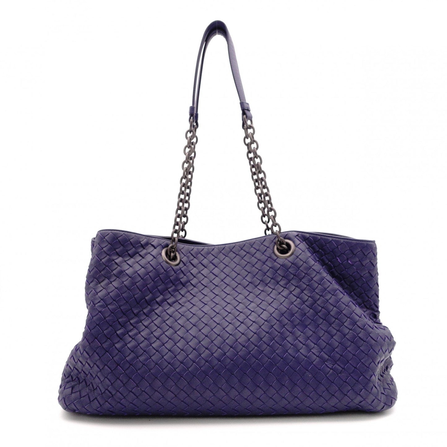 BOTTEGAVENETA Bottega Veneta Intrecciato Shoulder Bag, Leather, Navy, Tote Bag