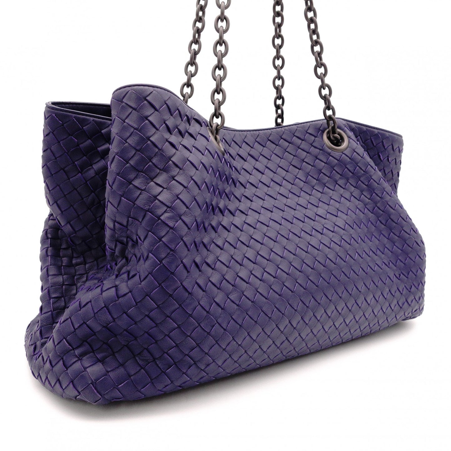 BOTTEGAVENETA Bottega Veneta Intrecciato Shoulder Bag, Leather, Navy, Tote Bag