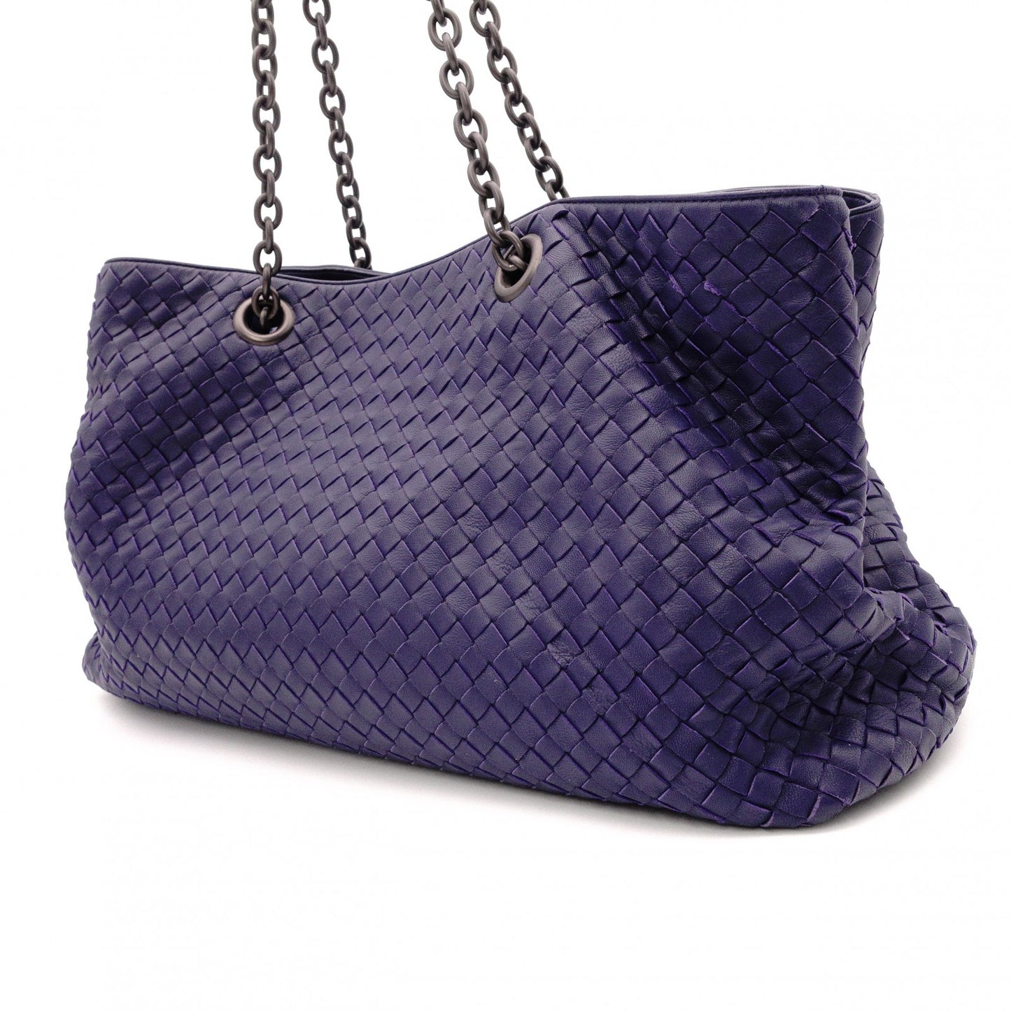 BOTTEGAVENETA Bottega Veneta Intrecciato Shoulder Bag, Leather, Navy, Tote Bag