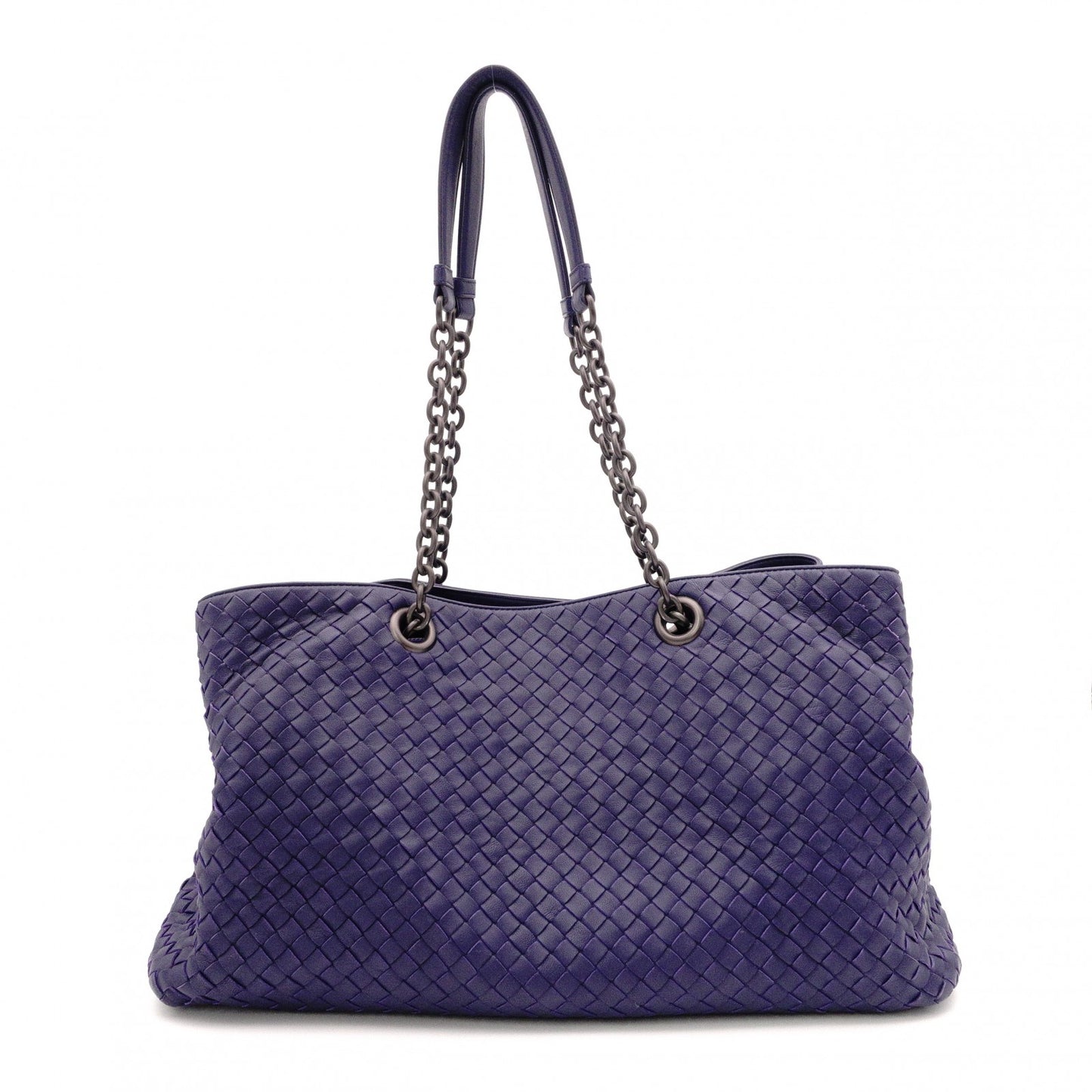 BOTTEGAVENETA Bottega Veneta Intrecciato Shoulder Bag, Leather, Navy, Tote Bag