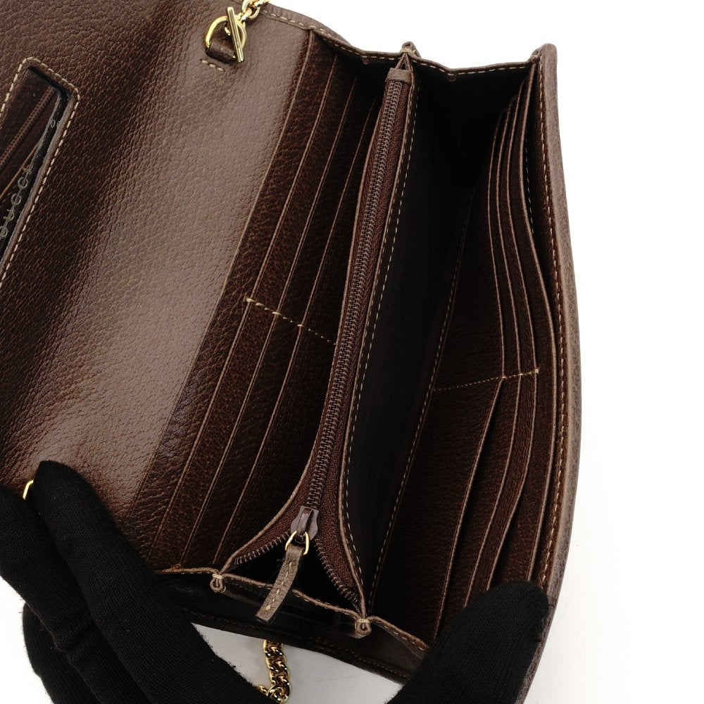 GUCCI Off-Dia GG Marmont PVC Leather Chain Wallet 546592 Crossbody Beige Brown Sherry Line 7-10-306