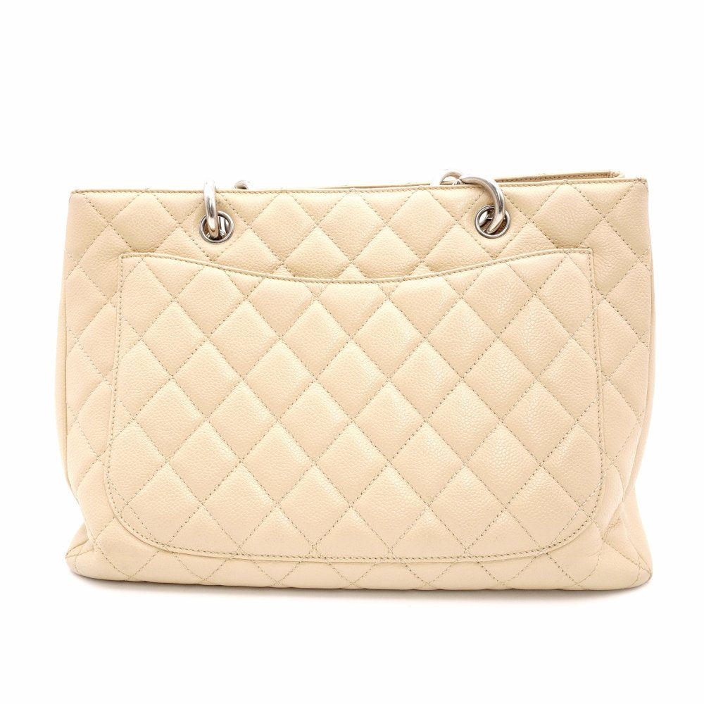 CHANEL Caviar Skin Chain Shoulder Bag Beige GST Silver Hardware R801309