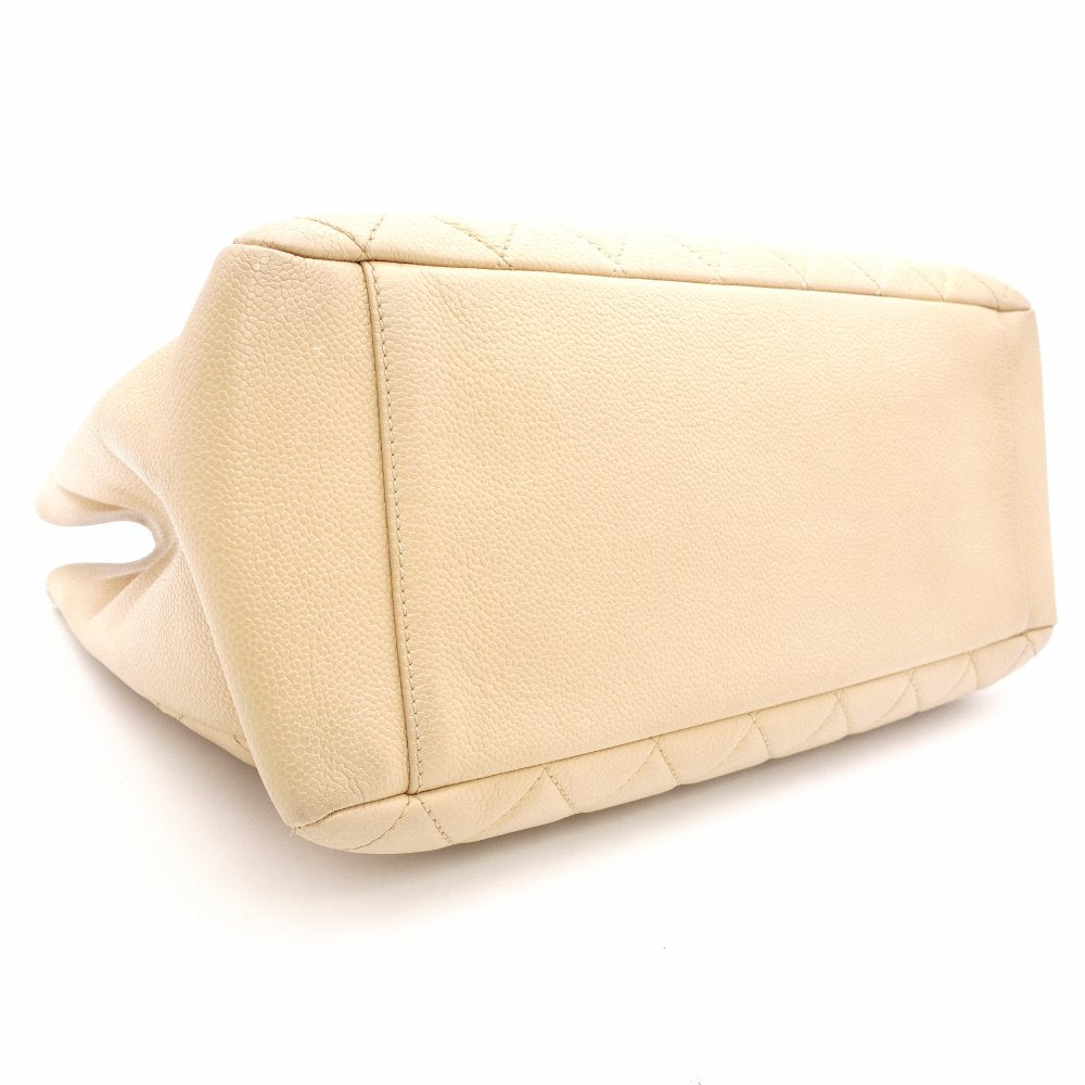 CHANEL Caviar Skin Chain Shoulder Bag Beige GST Silver Hardware R801309