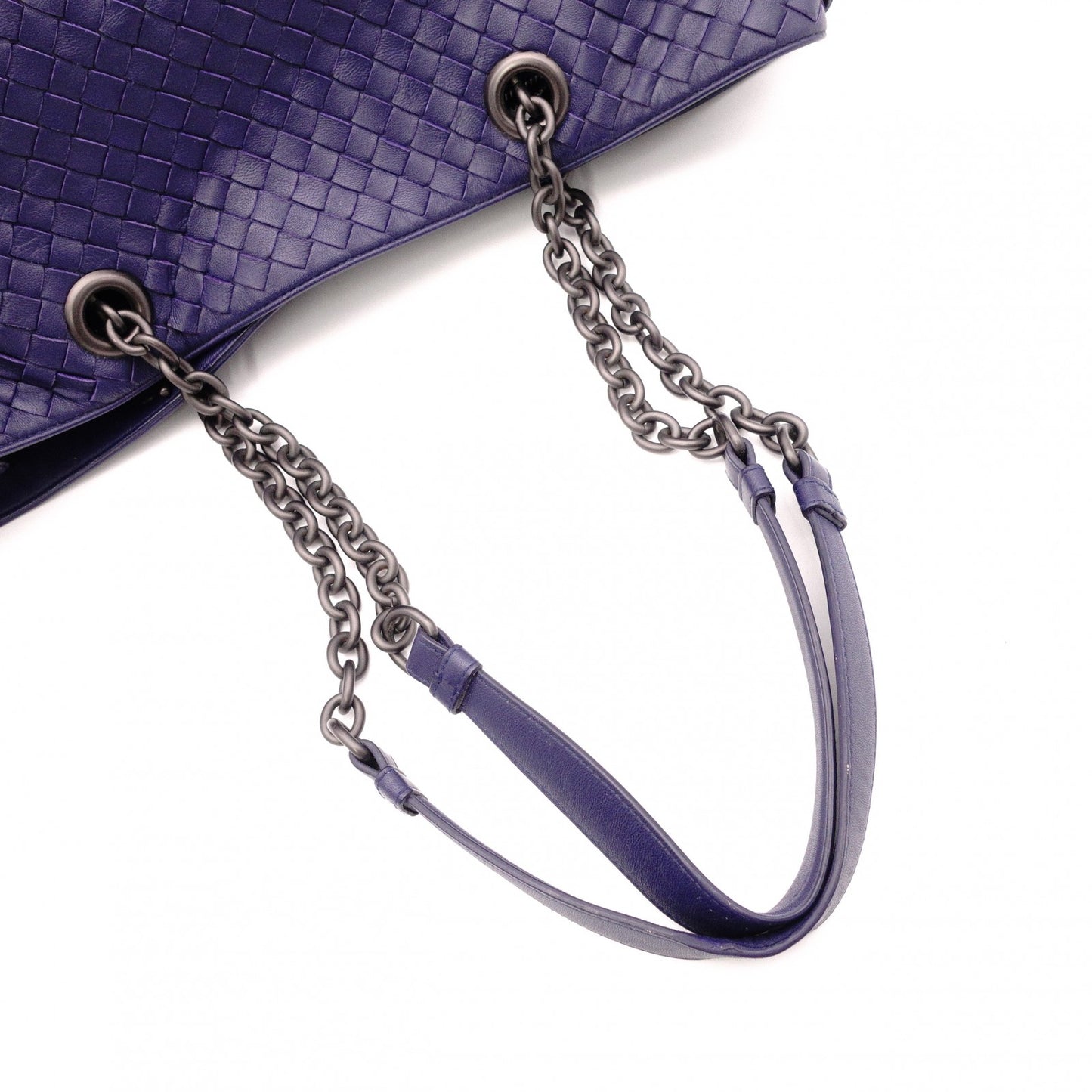 BOTTEGAVENETA Bottega Veneta Intrecciato Shoulder Bag, Leather, Navy, Tote Bag