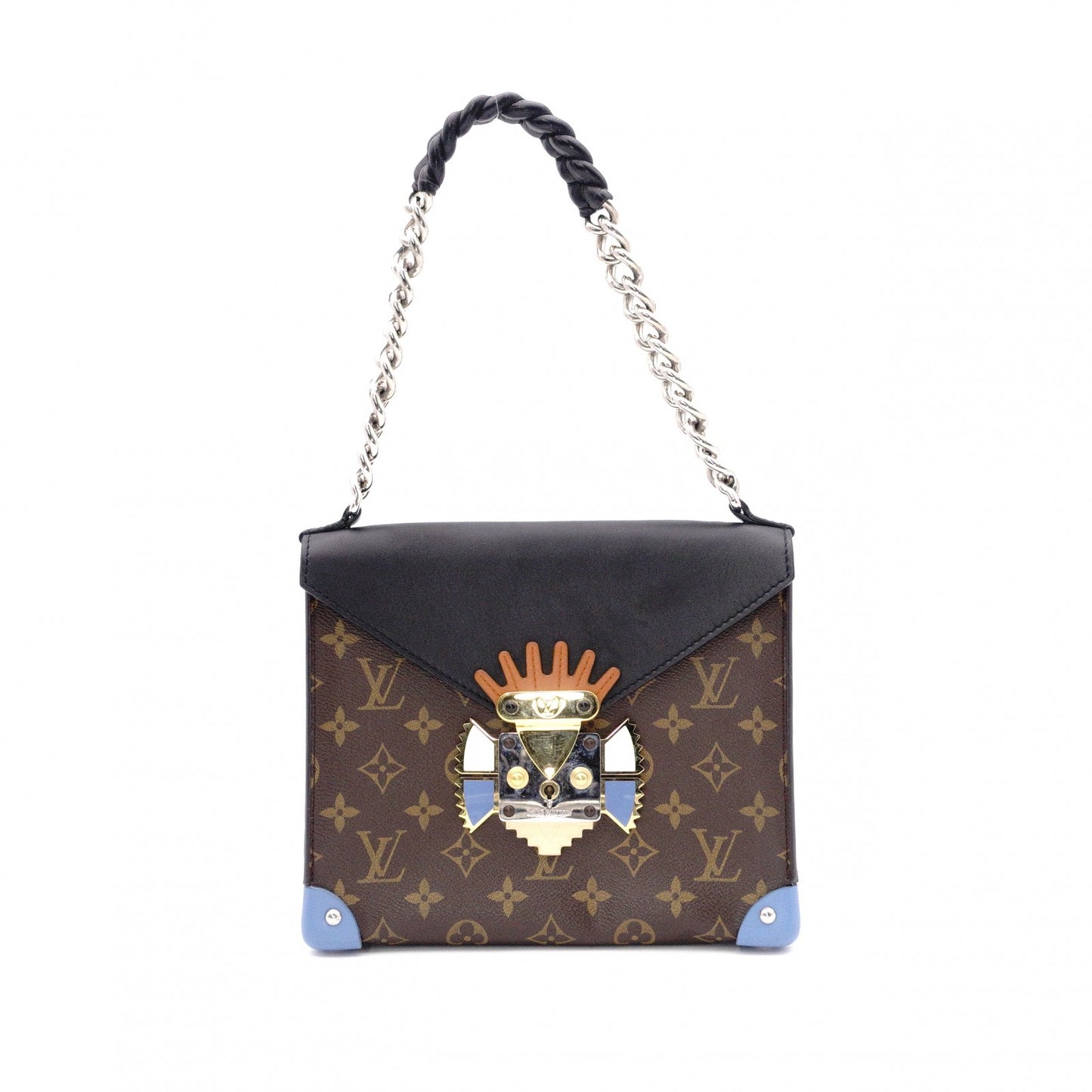 LOUIS VUITTON Tribal Mask Pochette GM Monogram Canvas Shoulder Bag, PVC/Leather, Brown
