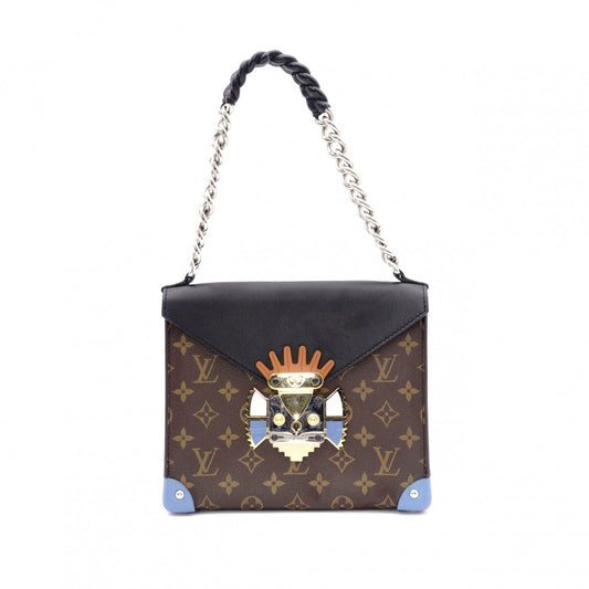 LOUIS VUITTON Tribal Mask Pochette GM Monogram Canvas Shoulder Bag, PVC/Leather, Brown