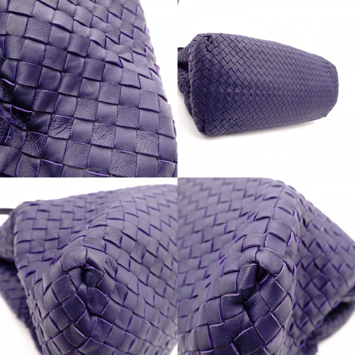 BOTTEGAVENETA Bottega Veneta Intrecciato Shoulder Bag, Leather, Navy, Tote Bag