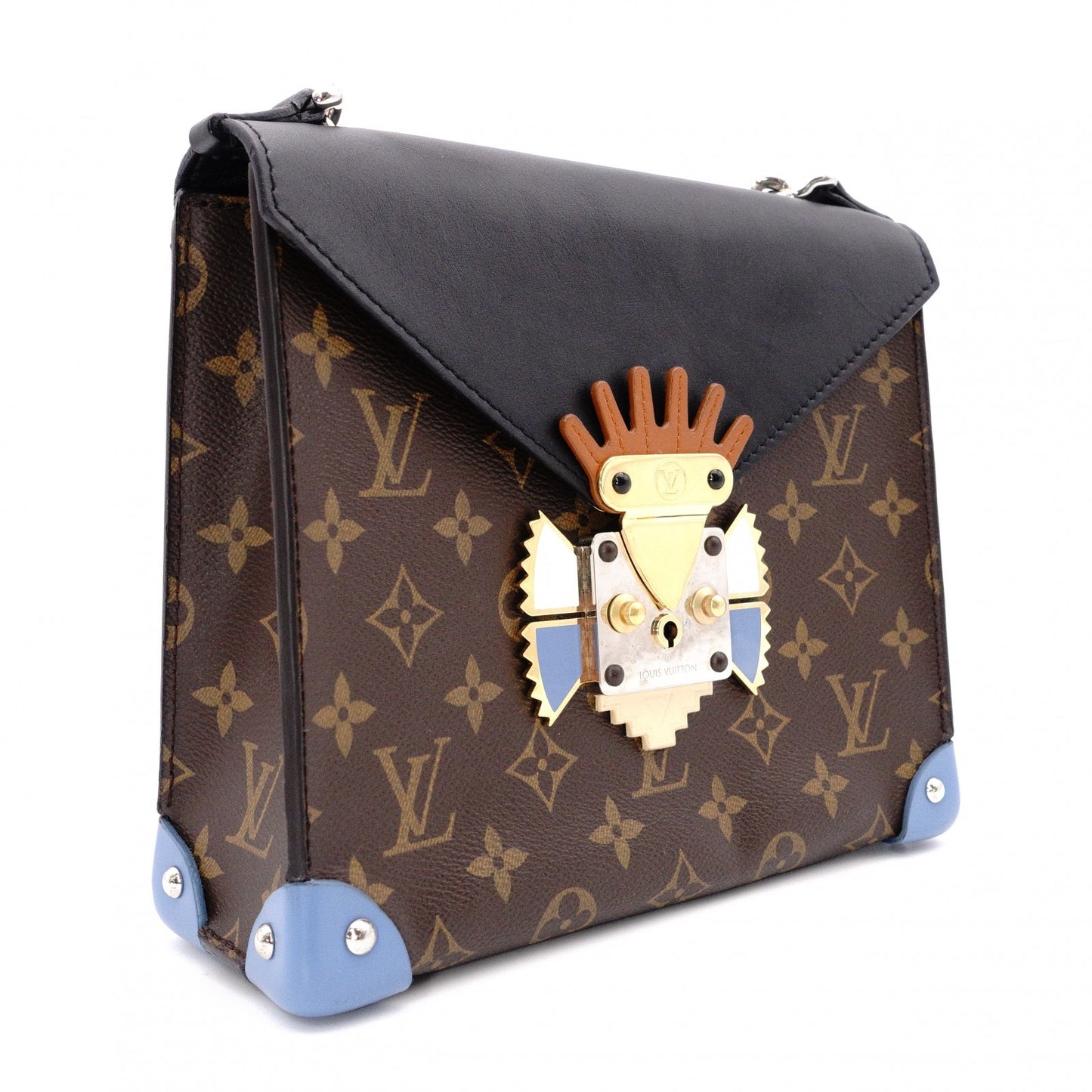 LOUIS VUITTON Tribal Mask Pochette GM Monogram Canvas Shoulder Bag, PVC/Leather, Brown