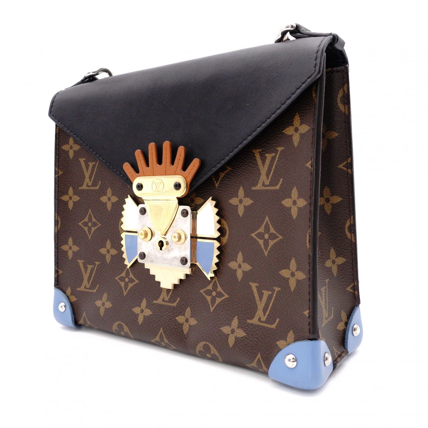 LOUIS VUITTON Tribal Mask Pochette GM Monogram Canvas Shoulder Bag, PVC/Leather, Brown