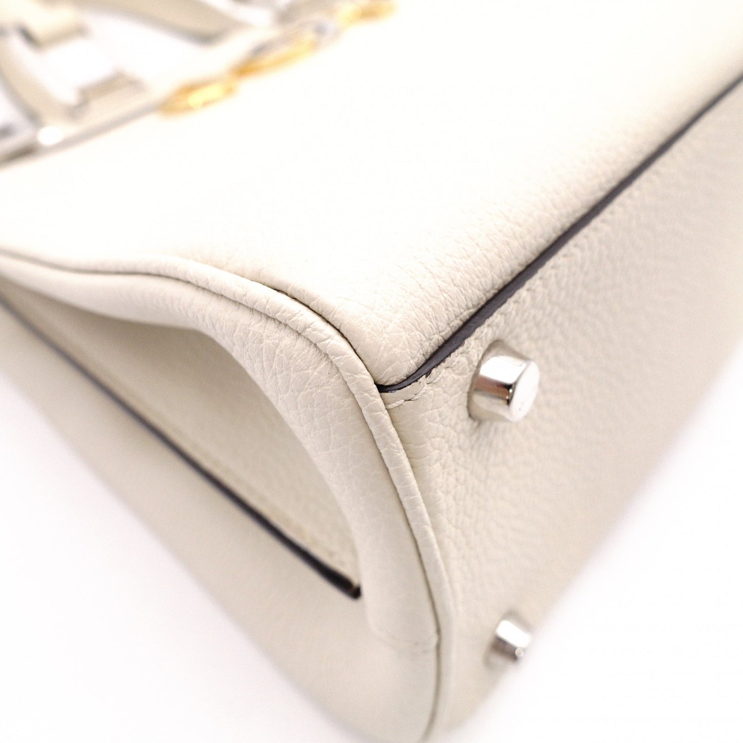 GUCCI Zumi Small Top-Handle Handbag, 2-Way Shoulder Bag, Leather, White, Women's