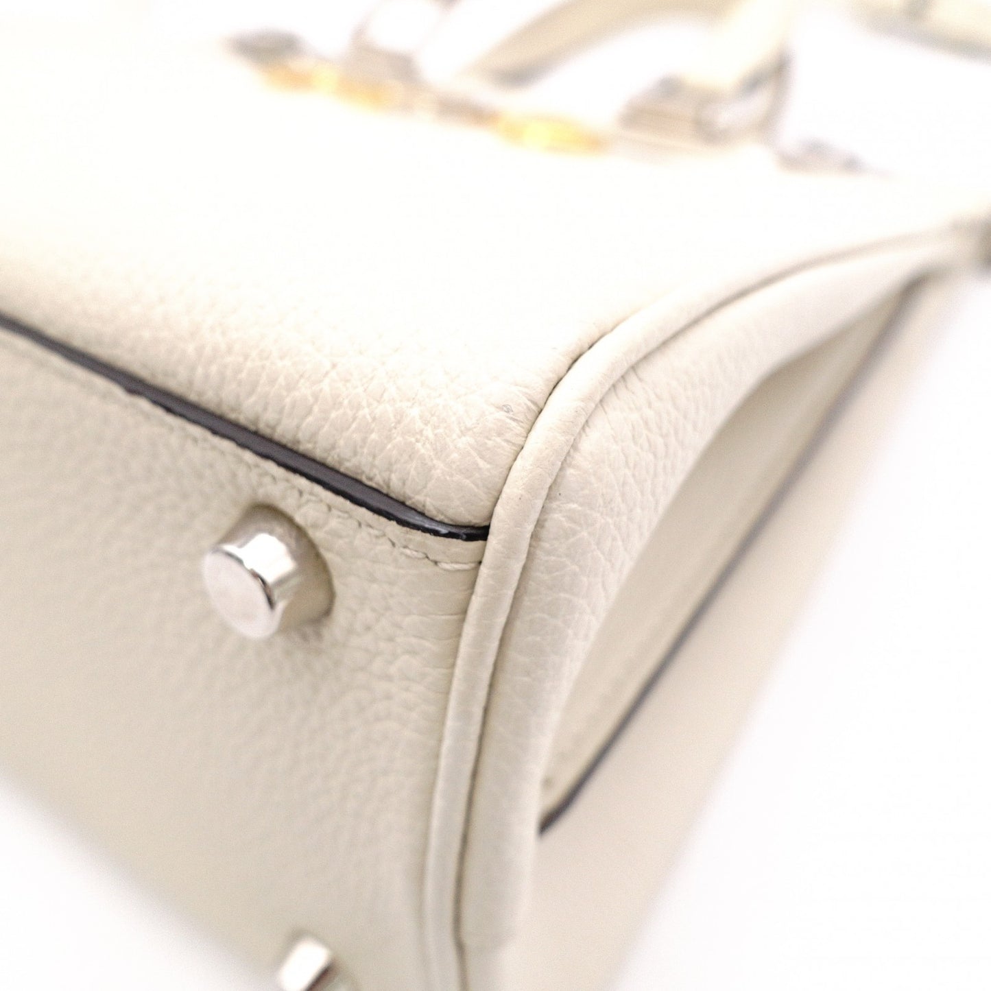 GUCCI Zumi Small Top-Handle Handbag, 2-Way Shoulder Bag, Leather, White, Women's