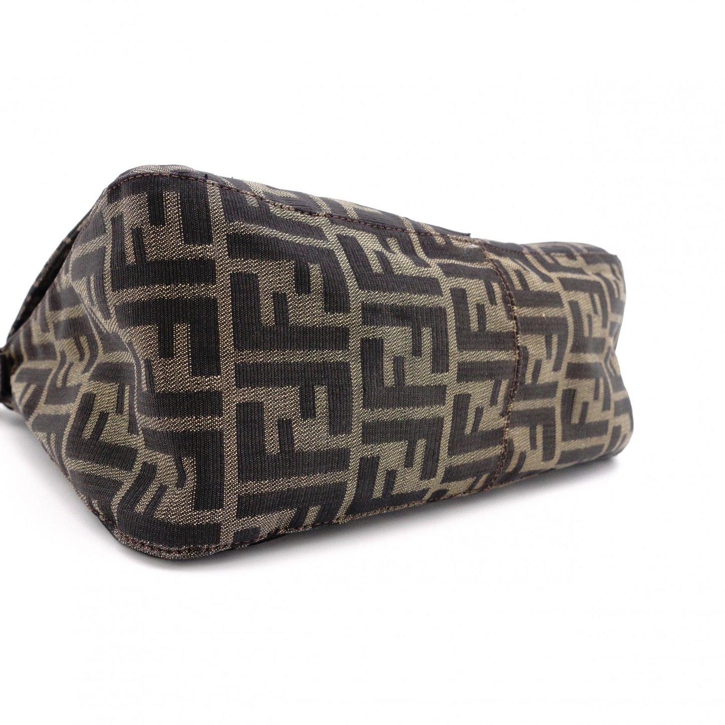 FENDI Mamma Bucket Zucca Shoulder Bag, Canvas and Leather, Brown