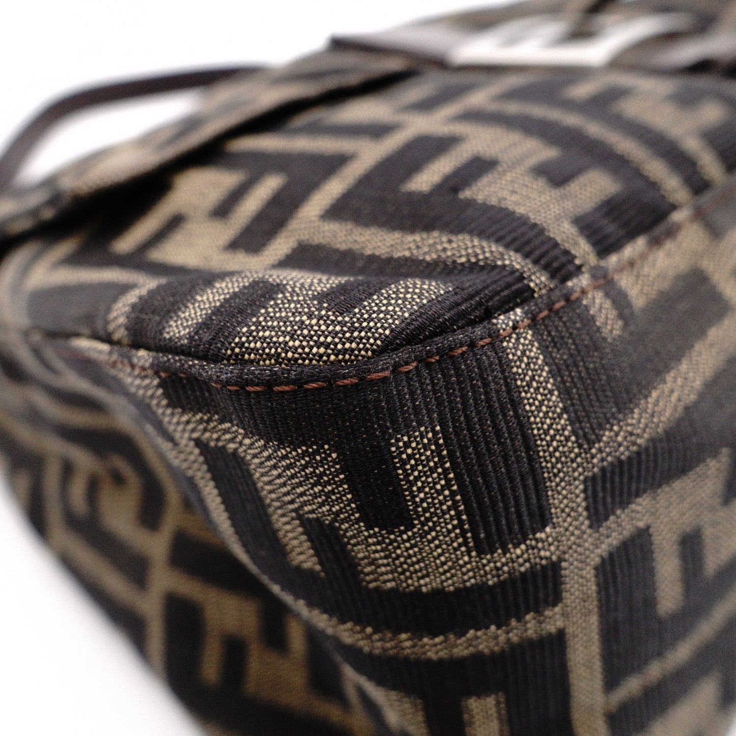 FENDI Mamma Bucket Zucca Shoulder Bag, Canvas and Leather, Brown