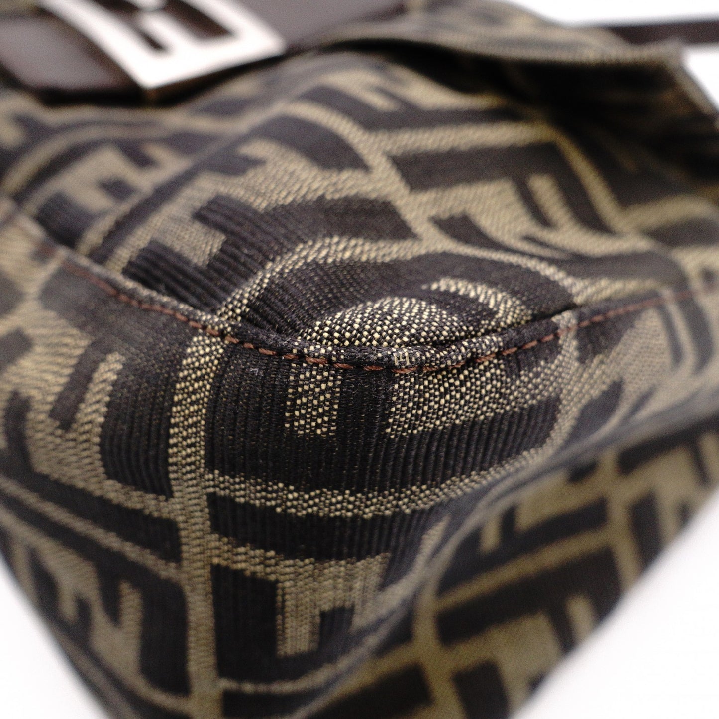 FENDI Mamma Bucket Zucca Shoulder Bag, Canvas and Leather, Brown