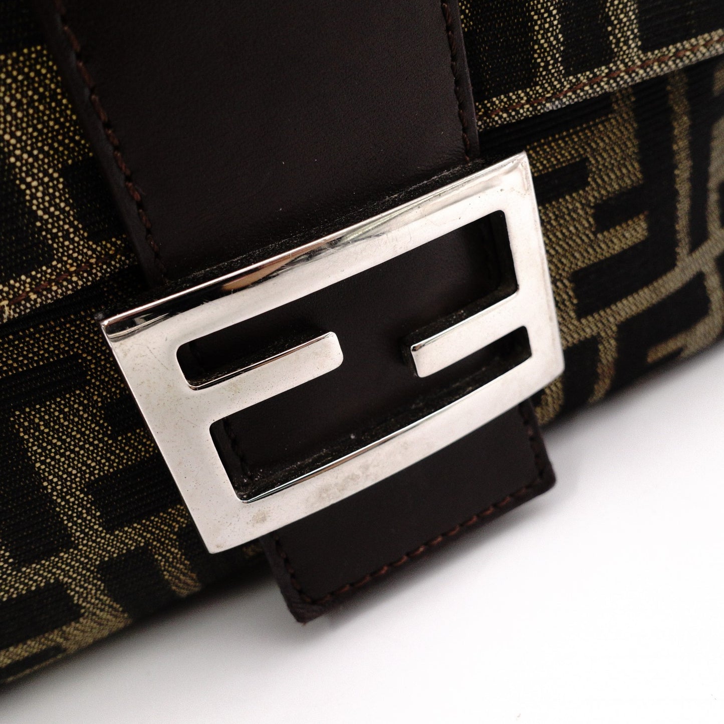 FENDI Mamma Bucket Zucca Shoulder Bag, Canvas and Leather, Brown