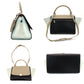 Celine Trapeze Handbag Leather 2-Way Black × Beige × Light Blue Shoulder 7-10-223