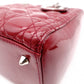 Christian Dior Medium Lady Dior Handbag, Patent Leather, Red, 2-Way, Silver Hardware