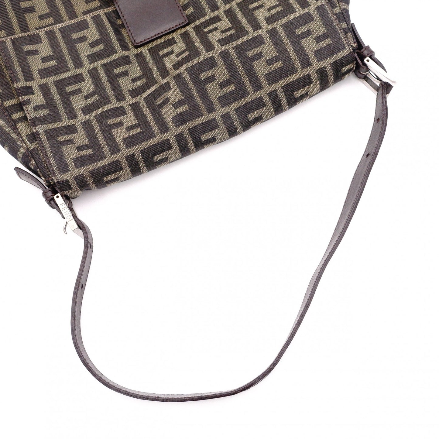 FENDI Mamma Bucket Zucca Shoulder Bag, Canvas and Leather, Brown